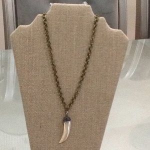 Handmade pave  horn necklace.